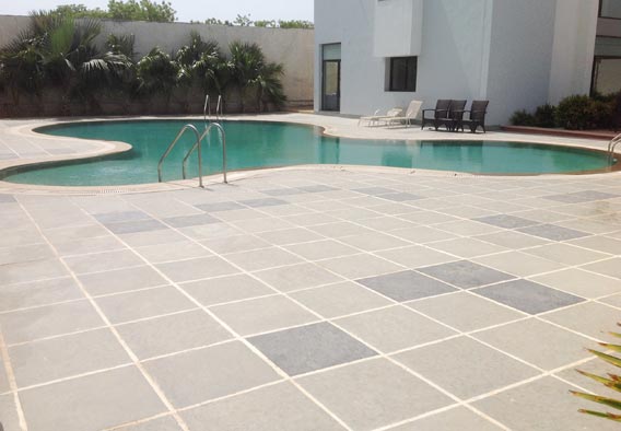 Blue - Black Limestone Pool Surround