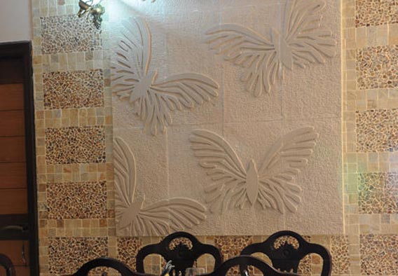 3D Butterfly Pattern, Mint Sandstone Cladding