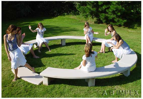 Beige Sandstone Circular Bench