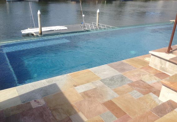 Multi Colored Sandstone Pool Surround